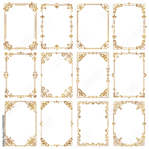 Decorative vintage frames. Certificate ornamental borders royal elegant calligraphic style vector collection. Illustration calligraphic border, wedding premium template