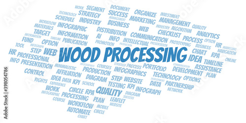 Wood Processing typography word cloud create with the text only.