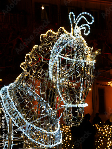 Lichterschmuck auf dem Luisenplatz Wiesbaden zur Weihnachtszeit photo