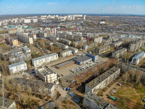 Aerial view of the bus station of the city of Kirov (Russia)