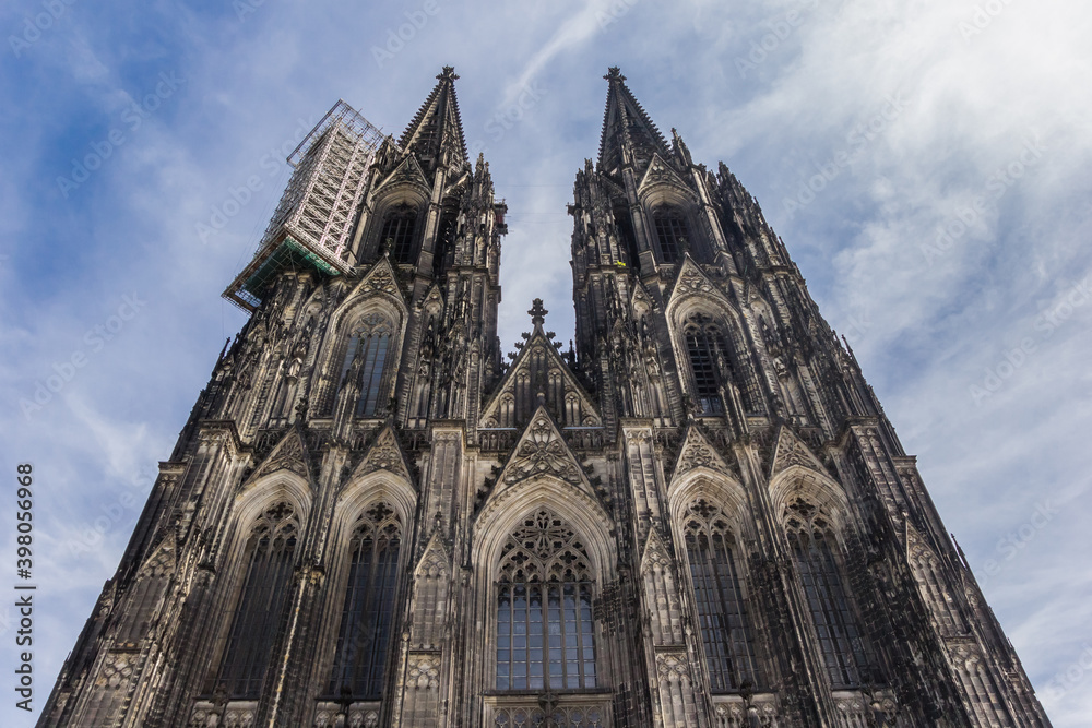 Front facade of the historic cathedral of Cologne, Germany Front facade of the historic cathedral of Cologne, Germany