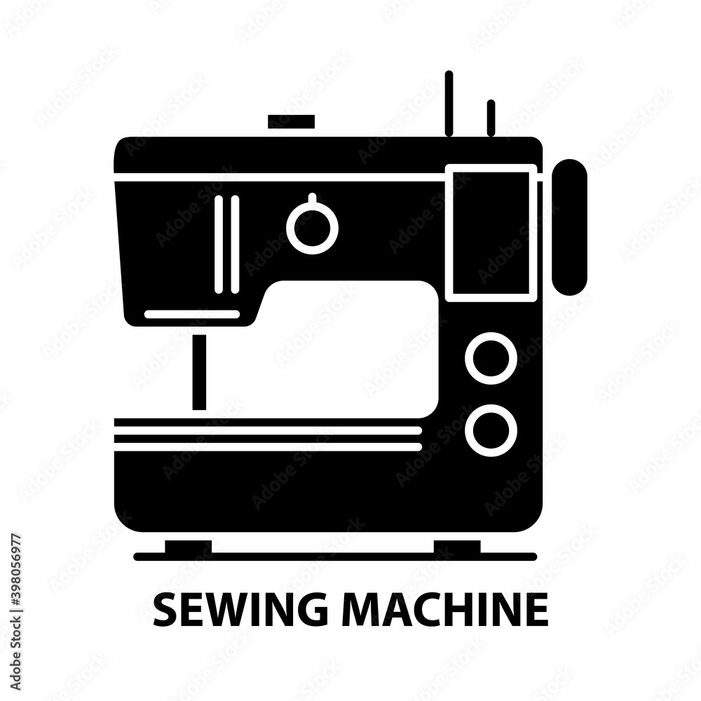 sewing machine symbol icon, black vector sign with editable strokes, concept illustration sewing machine symbol icon, black vector sign with editable strokes, concept illustration