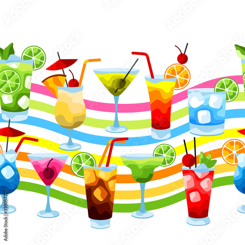 Alcohol cocktails seamless pattern.