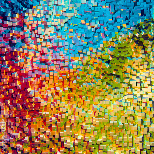 The abstract of multicolored cubes.