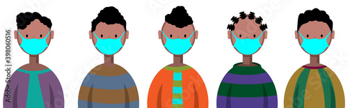 Africans in masks. People in medical masks, virus protection.