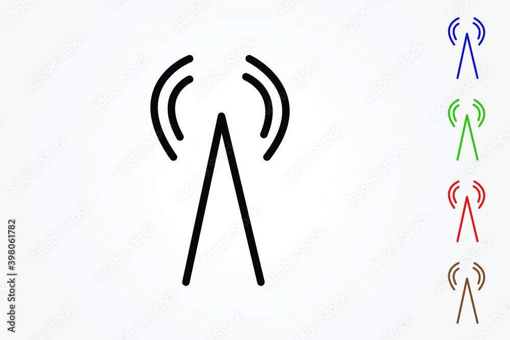 WiMAX tower icon on white background WiMAX tower icon on white background