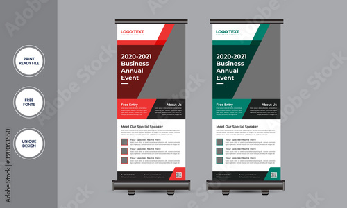 Geometric Business Conference Roll Up Banner Design , Vector illustration Template .