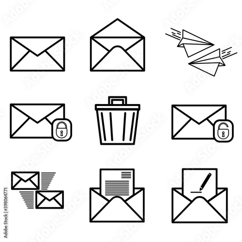 mail icons set isolated. Email vector stock symbol eps10 on white background