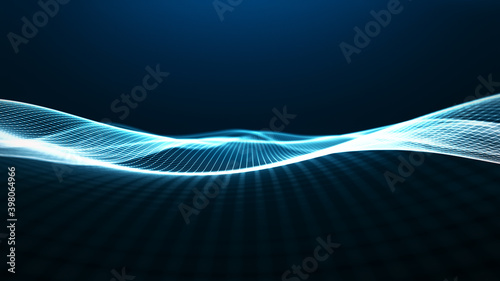 Connecting background wave dots and lines. Artificial intelligence. Big data technology .3d rendering.