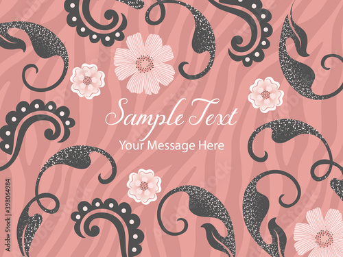 Decorative Floral Elements Vector Card Background