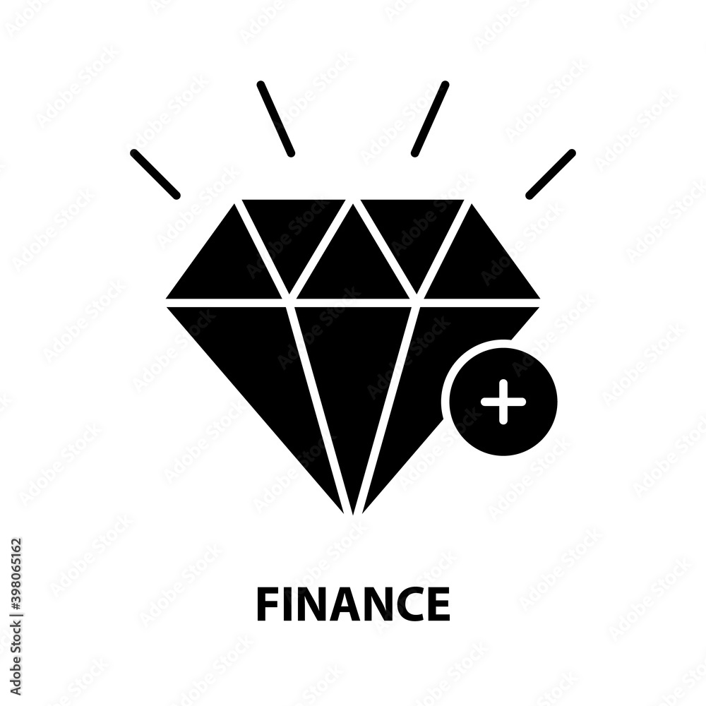 finance symbol icon, black vector sign with editable strokes, concept illustration