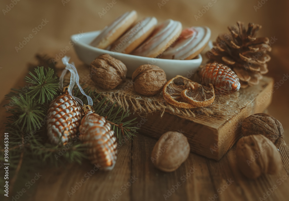 christmas still life with cones christmas still life with cones