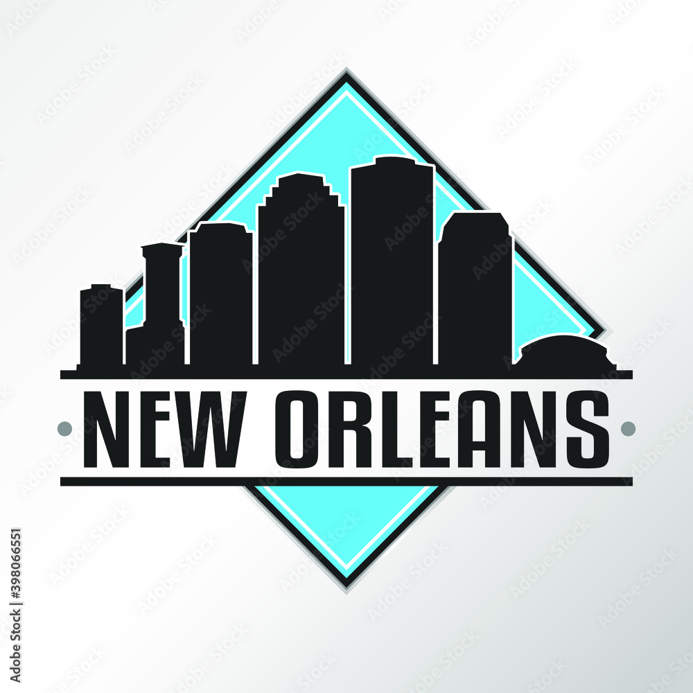 New Orleans Louisiana Skyline Logo. Adventure Landscape Design. Vector Illustration Cut File.