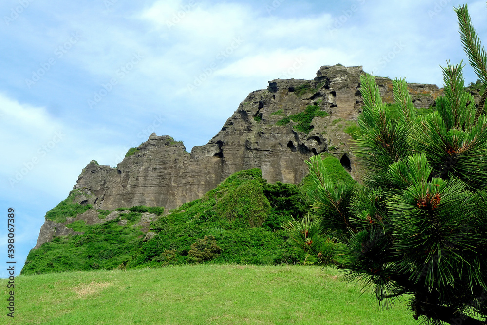 A huge volcanic rock on Jeju island which is part of South Korea