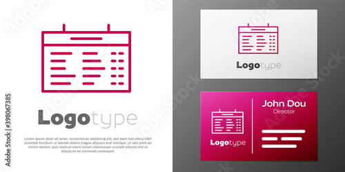 Logotype line Train station board icon isolated on white background. Mechanical scoreboard. Info of flight on the billboard in the train. Logo design template element. Vector.