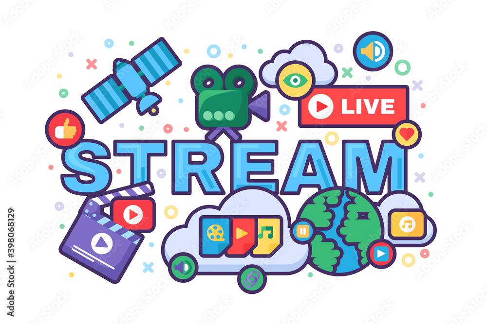 Live streaming semi flat banner vector template Live streaming semi flat banner vector template
