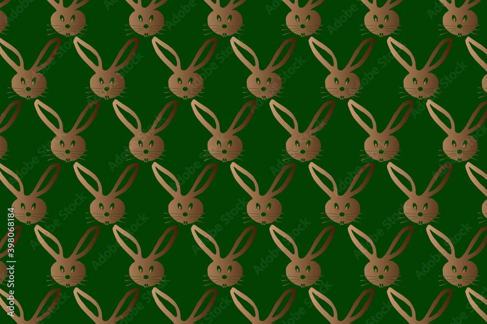 Rabbit - head - vector pattern - brown and green Rabbit - head - vector pattern - brown and green