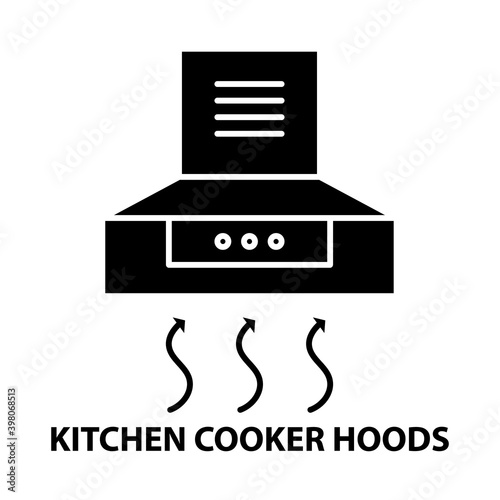 kitchen cooker hoods icon, black vector sign with editable strokes, concept illustration