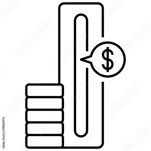 Credit Line with coin stack Vector Icon Design, Financier and investors Symbol on White Background, Business Capitalism and Finance Sign, Investment Limits Concept