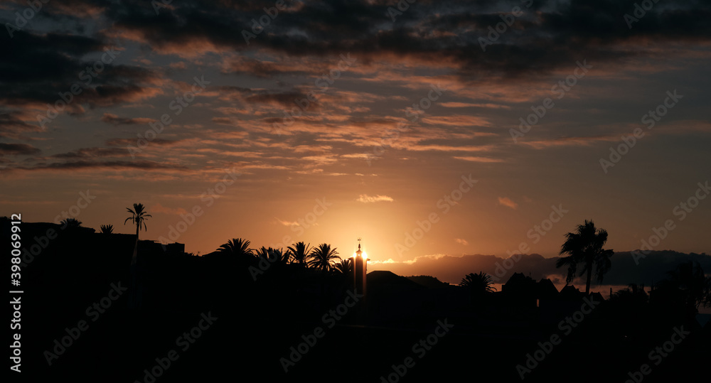 Tramonto dietro gli alberi