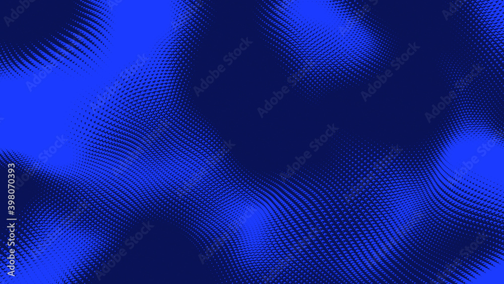 Dot blue wave light screen gradient texture background. Abstract  technology big data digital background. 3d rendering.