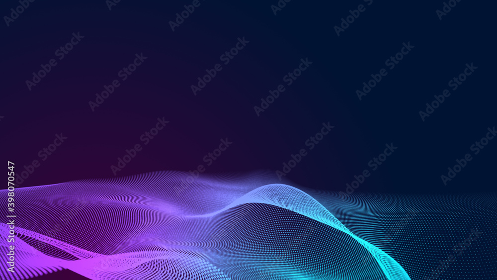 Dot blue purple wave line light gradient dark background. Abstract technology big data digital background. 3d rendering. Dot blue purple wave line light gradient dark background. Abstract technology big data digital background. 3d rendering.