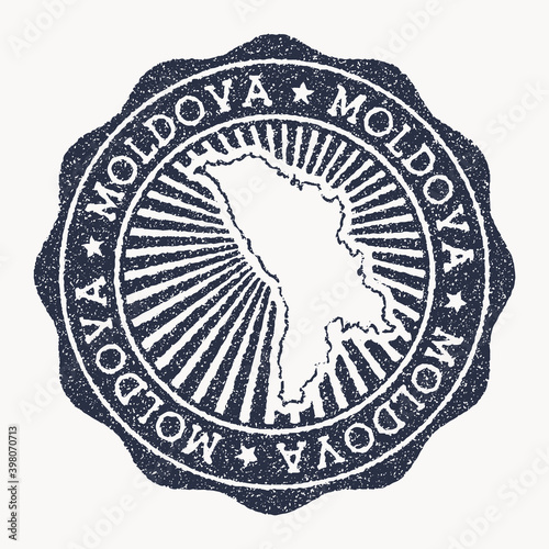 Moldova stamp. Travel rubber stamp with the name and map of the country, vector illustration. Can be used as insignia, logotype, label, sticker or badge of Moldova.