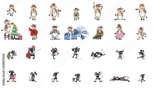 cows bulls and mice with rats in character picture © antondzyna