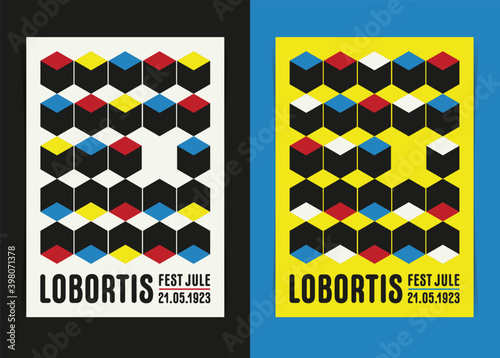 Minimal Abstract Cube Composition Design Template. Vector illustration.