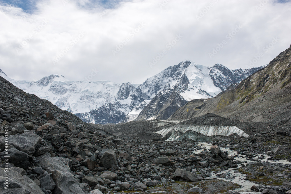 Akkem glacier with a view of the pearl of the Altai-Belukha