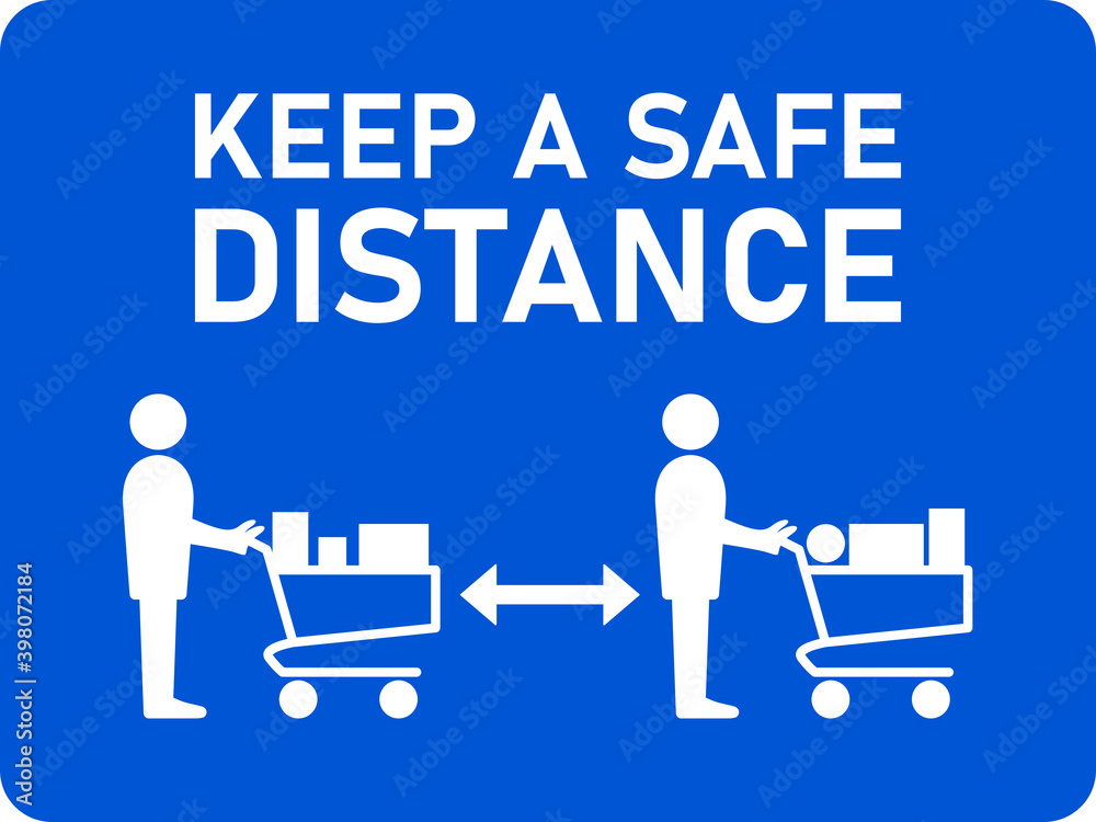 Keep a Safe Distance and Maintain Social Distancing while Shopping with Supermarket Trolleys and Waiting in Queue Line Horizontal Instruction Icon with an Aspect Ratio of 4:3. Vector Image. Keep a Safe Distance and Maintain Social Distancing while Shopping with Supermarket Trolleys and Waiting in Queue Line Horizontal Instruction Icon with an Aspect Ratio of 4:3. Vector Image.
