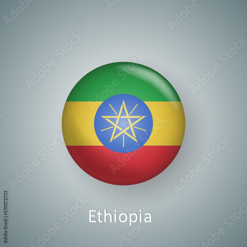 Ethiopia flag icon circle 3d gradient isolated