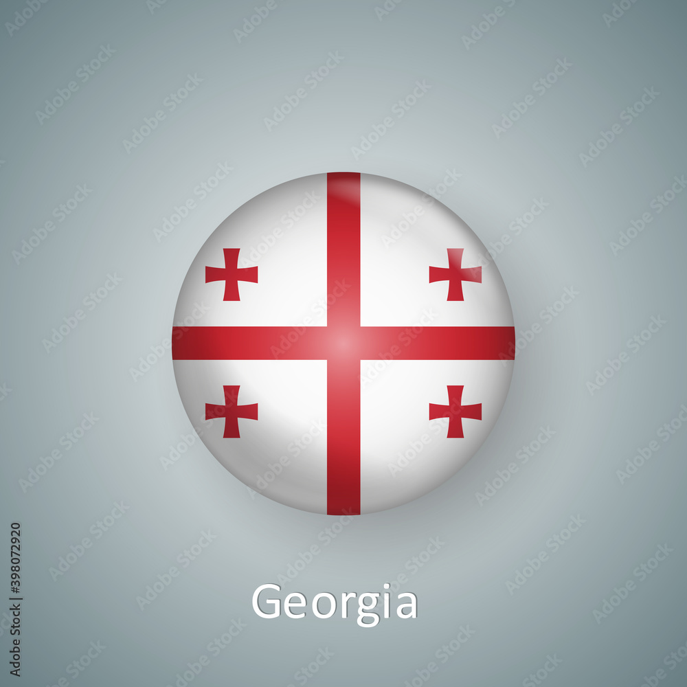 Obraz premium Georgia flag icon circle 3d gradient isolated