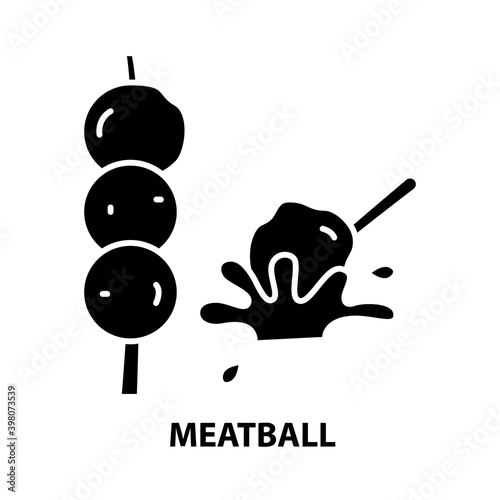meatball symbol icon, black vector sign with editable strokes, concept illustration