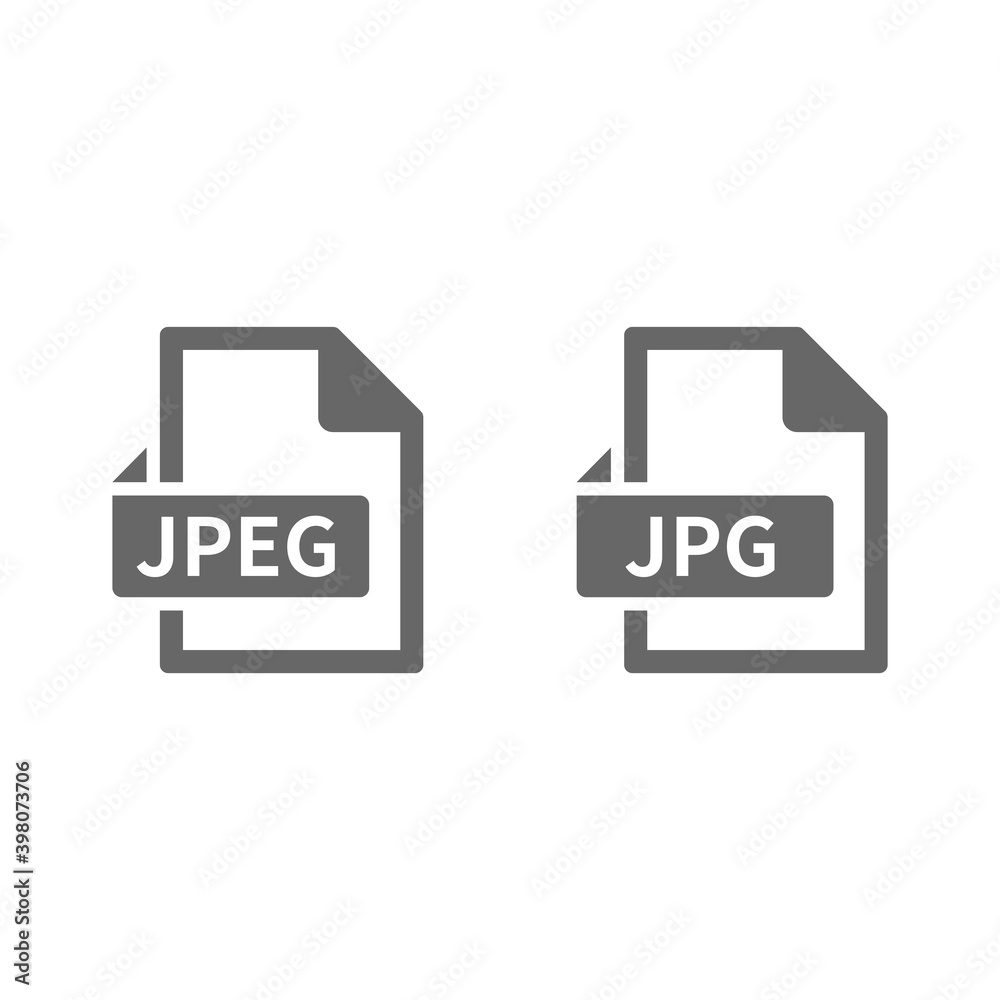 Jpeg and jpg button icon. File format black vector symbol.