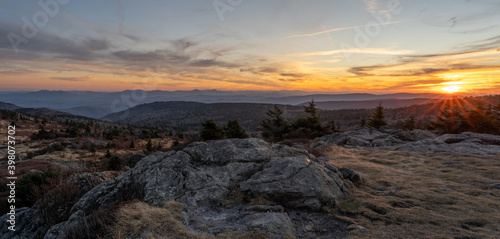 Sunset Over Mountain Landscape Mount Rogers Virginia