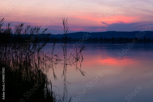 Sunset at lake Kochelsee in Bavaria
