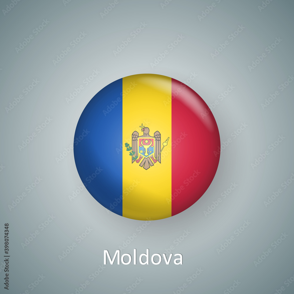 Fototapeta premium Moldova flag icon circle 3d gradient isolated