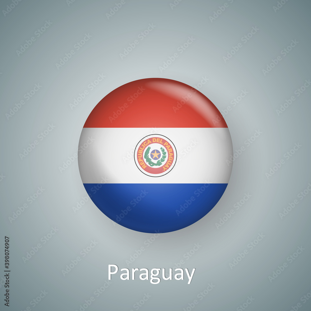 Paraguay flag icon circle 3d gradient isolated Paraguay flag icon circle 3d gradient isolated