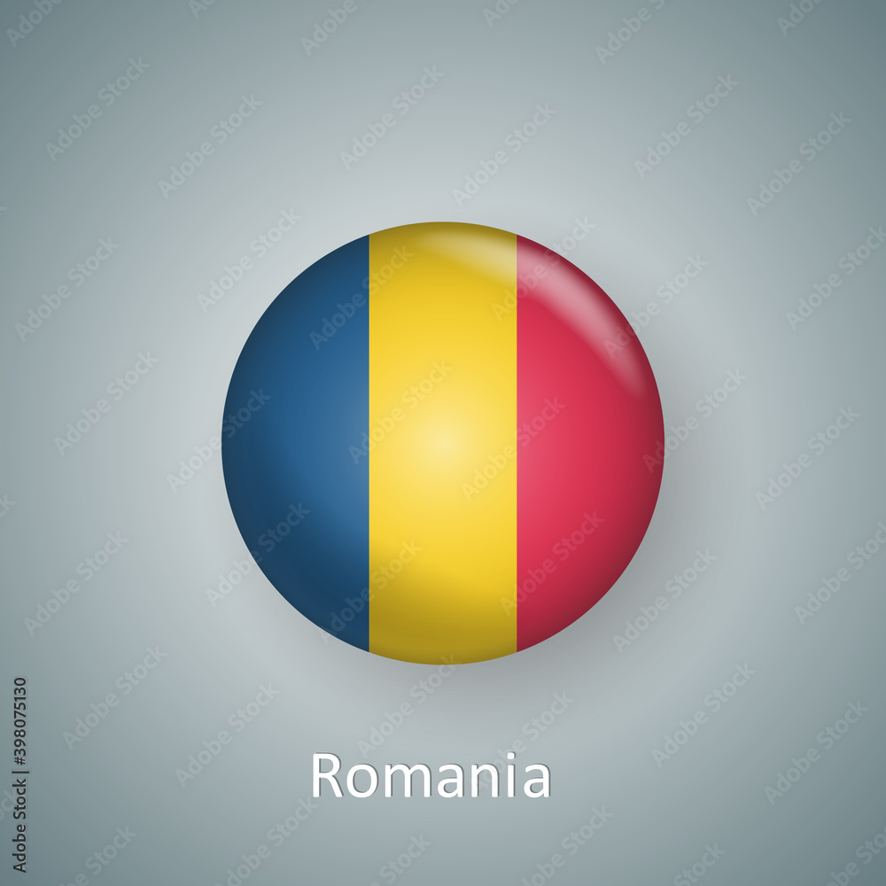 Fototapeta premium Romania flag icon circle 3d gradient isolated