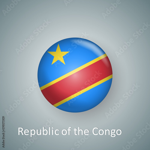 Republic of the Congo flag icon circle 3d gradient isolated