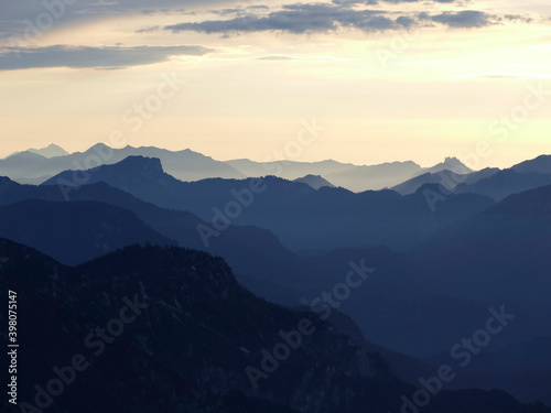 Mountain panorama view from Magical Untersberg, in Bavaria, Germany