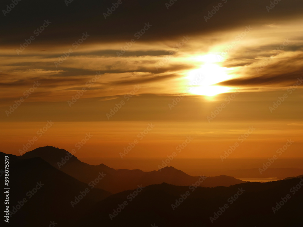Sunset at Untersberg mountain in Berchtesgaden, Bavaria