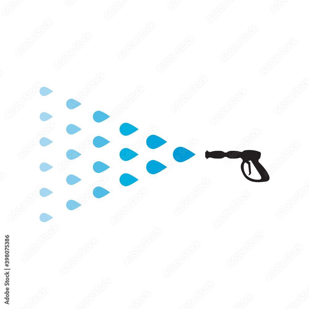 Car wash spray gun and water. Vector drawing Stock Vector | Adobe Stock