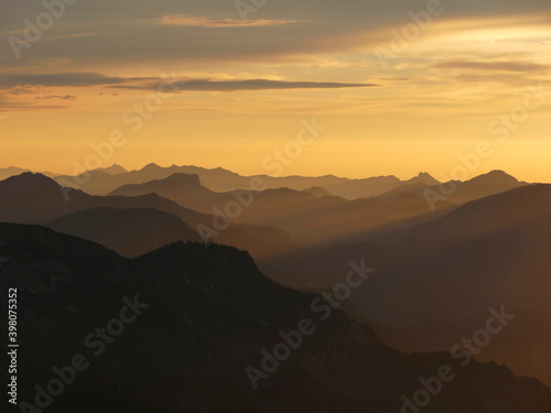 Sunset at Untersberg mountain Berchtesgaden  Bavaria