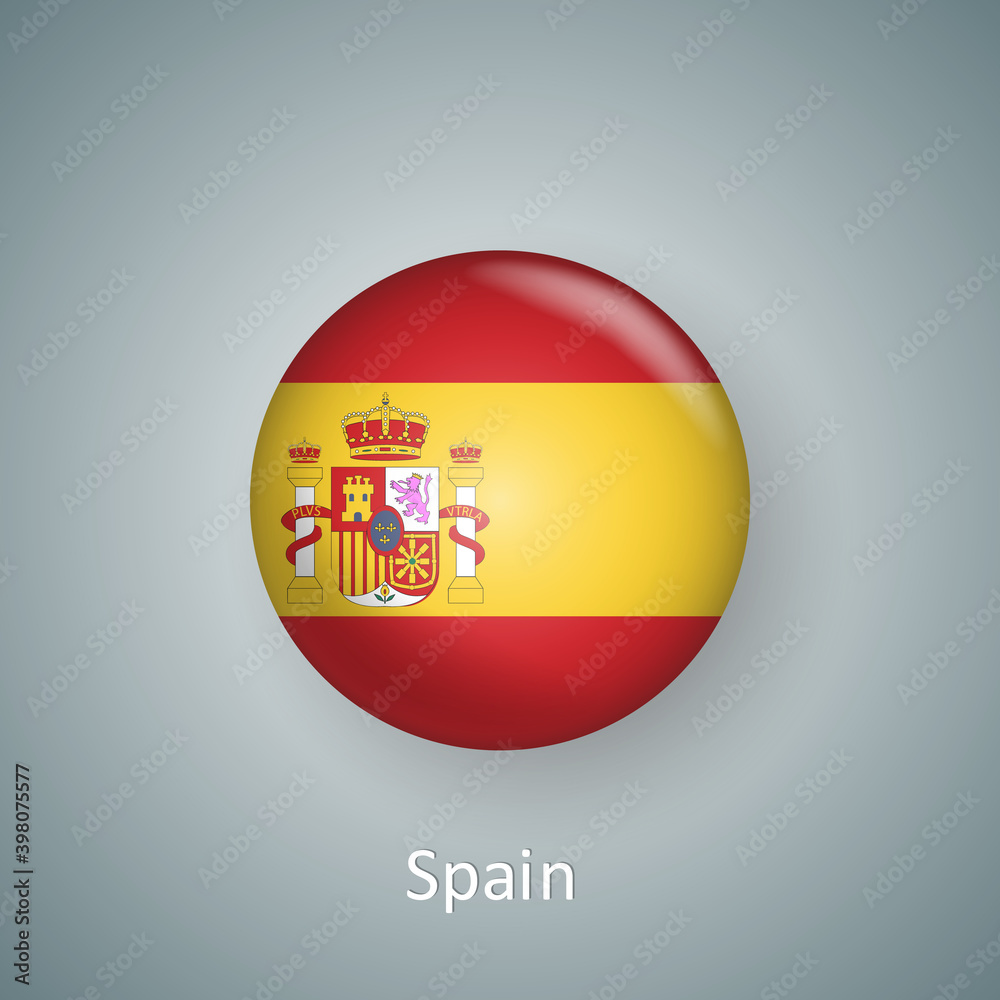 Fototapeta premium Spain flag icon circle 3d gradient isolated