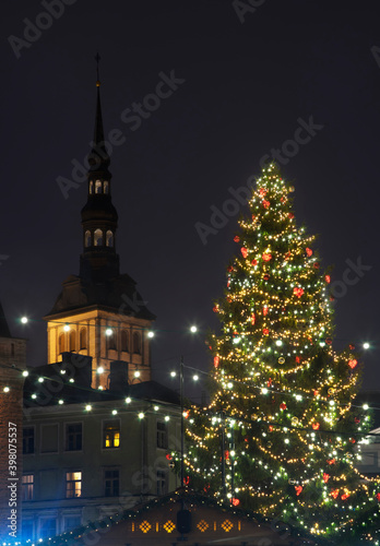 Christmas decoration of Town hall square in Tallinn. Estonia