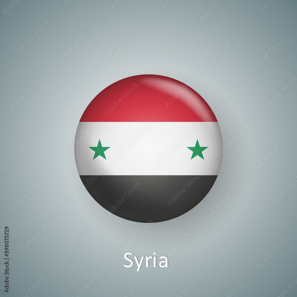 Fototapeta premium Syria flag icon circle 3d gradient isolated