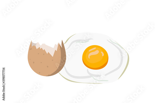 Omelet breakfast with egg and shell.