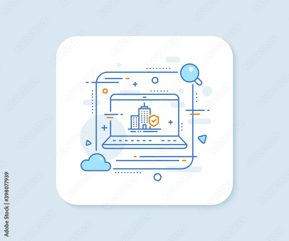 Apartment insurance hand line icon. Abstract vector button. Risk coverage sign. Building protection symbol. Apartment insurance line icon. Laptop concept badge. Vector Apartment insurance hand line icon. Abstract vector button. Risk coverage sign. Building protection symbol. Apartment insurance line icon. Laptop concept badge. Vector